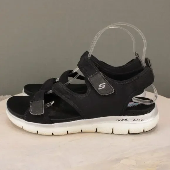 Skechers Sandals Womens 8 Black Arch Fit Adjustable Straps Comfort - Picture 5 of 9
